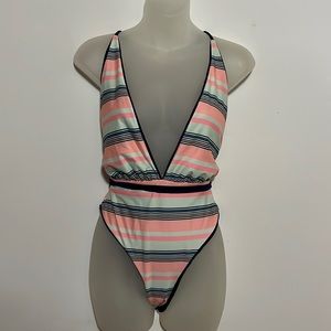 Maaji Safari Plunge reversible one piece swimsuit. Size M